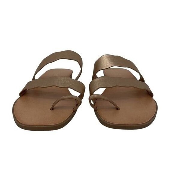 Kensie Sandals NWOT Arjuna Slip On Strap Square Toe Wedge Heel Gold Size 7.5 - Picture 4 of 11